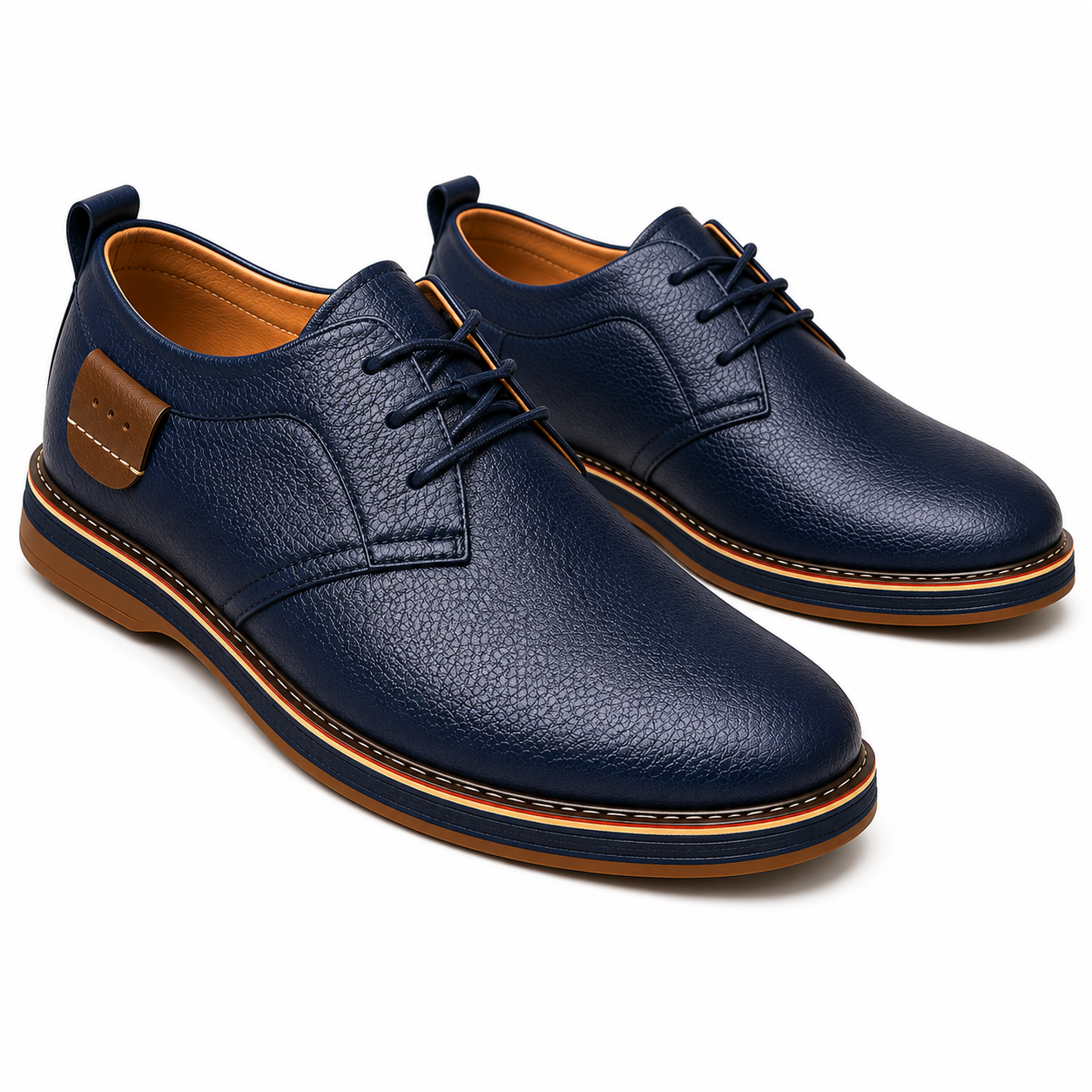 Men's Black Leather Square Toe Oxford Shoes – Business Casual Comfort Footwear