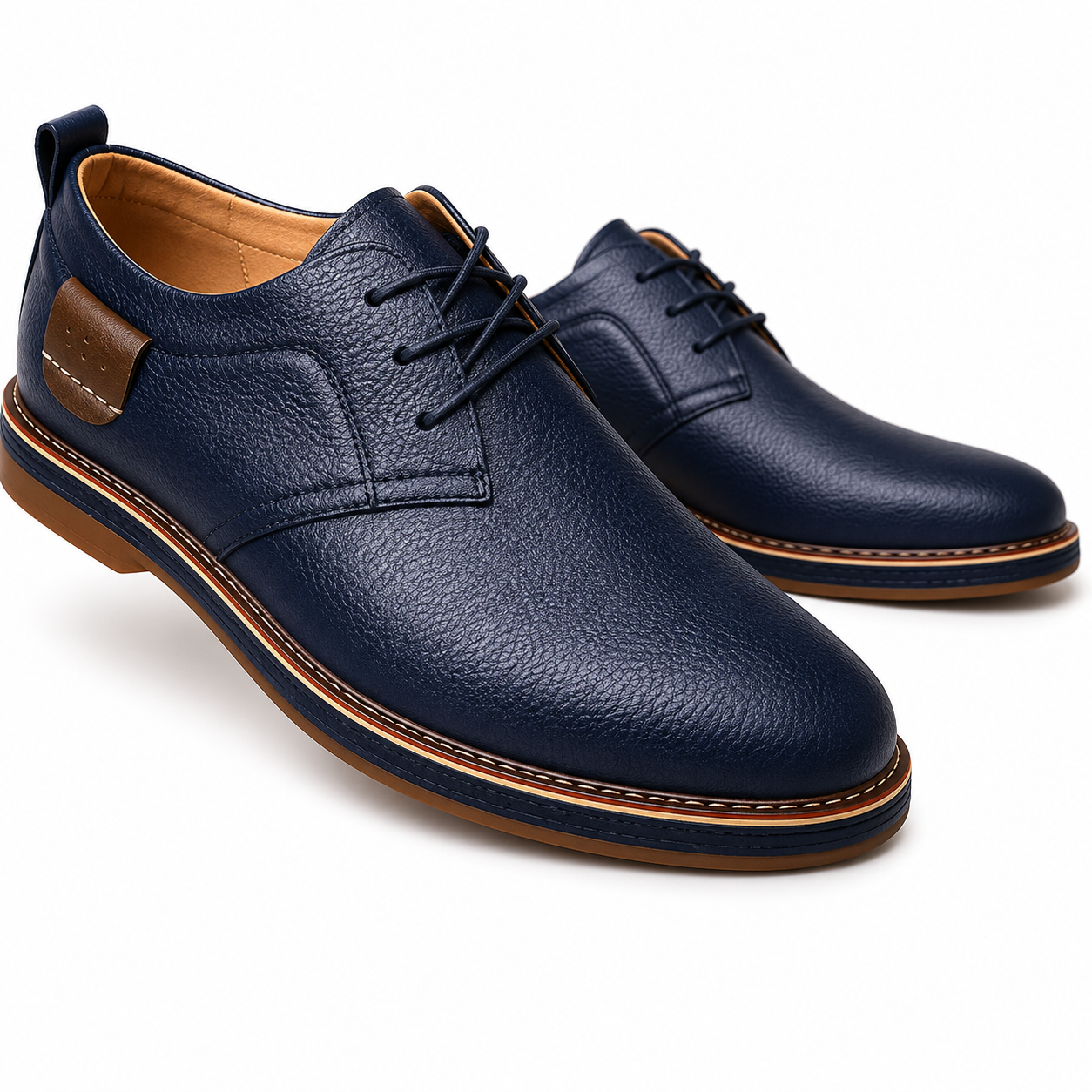 Men's Black Leather Square Toe Oxford Shoes – Business Casual Comfort Footwear