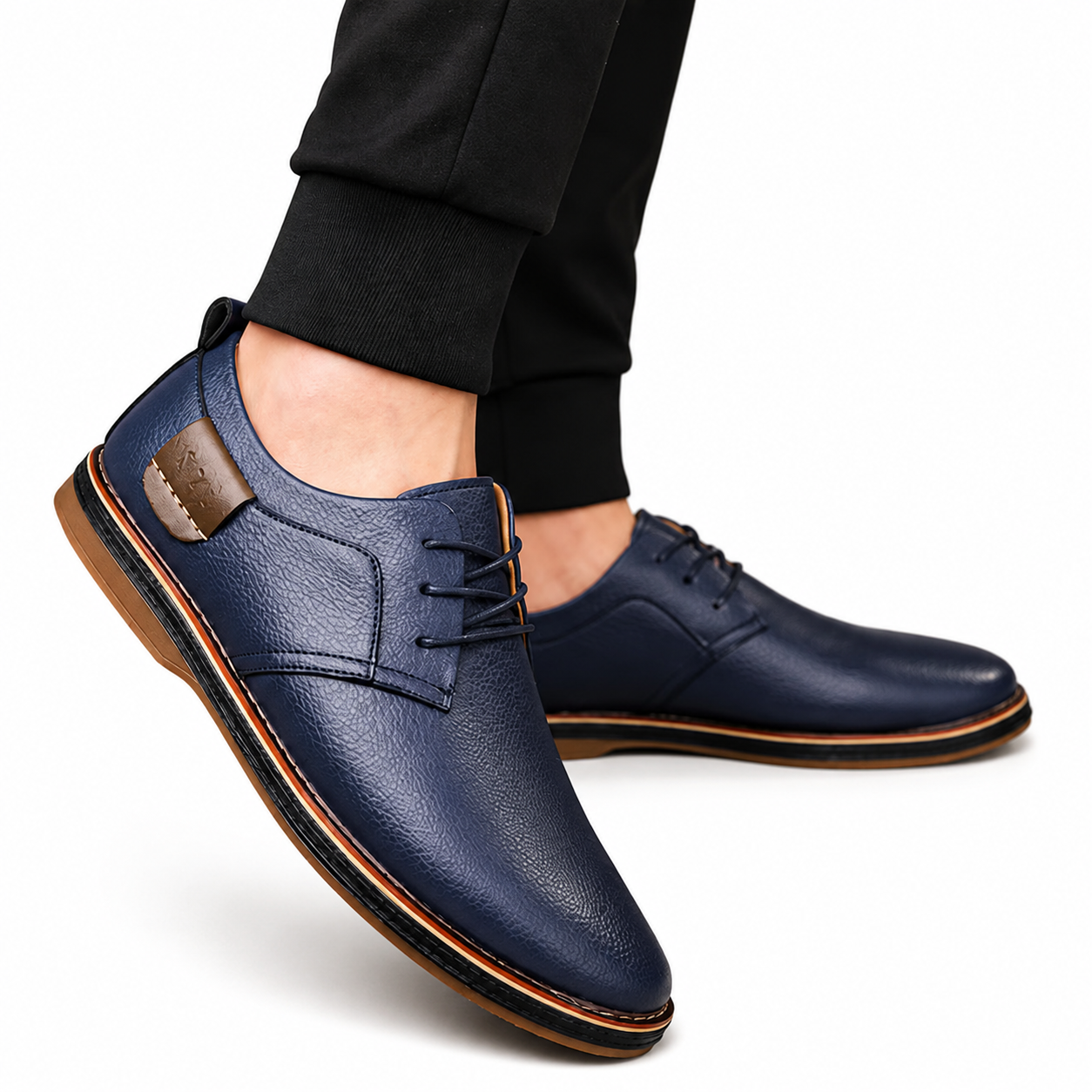 Men's Black Leather Square Toe Oxford Shoes – Business Casual Comfort Footwear