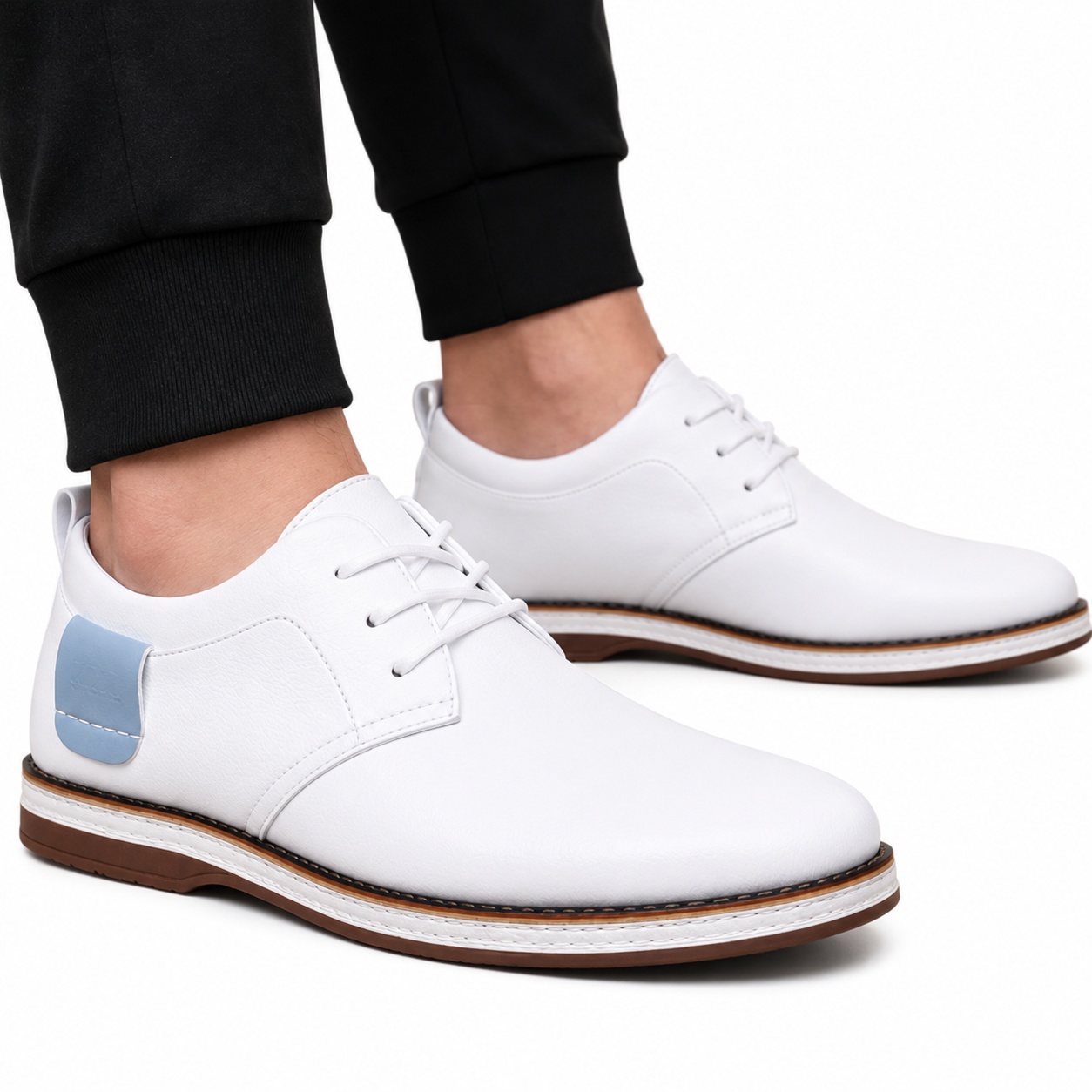 Men's Black Leather Square Toe Oxford Shoes – Business Casual Comfort Footwear