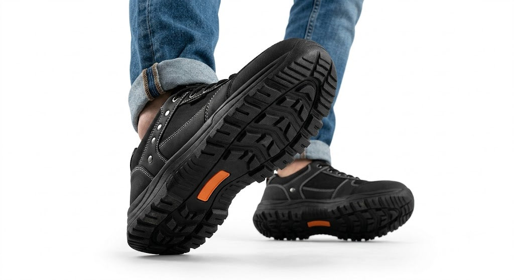 Men's Genuine Leather Casual Shoes, Breathable Low Top Work Sneakers