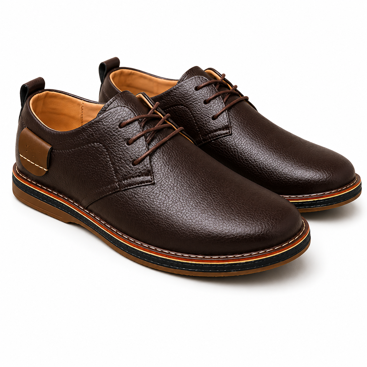 Men's Black Leather Square Toe Oxford Shoes – Business Casual Comfort Footwear